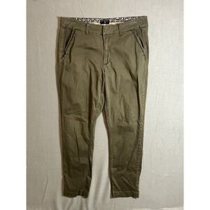 Dictionary Men's Size 16/33 Olive Green Chino Pants Slim Tapered Paisley Trim
